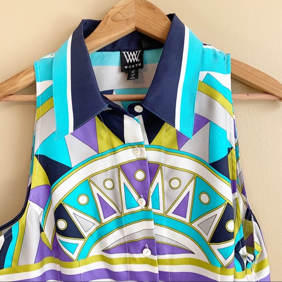 Worth 100% silk sleeveless top sundial RELISTED - Picture 2 of 9